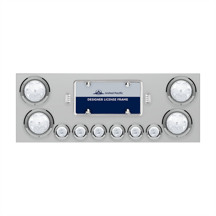 SS Rear Center Panel With 4X 7 LED 4" Reflector Lights &amp; 6X 9 LED 2" Lights -Red LED/Clear Lens