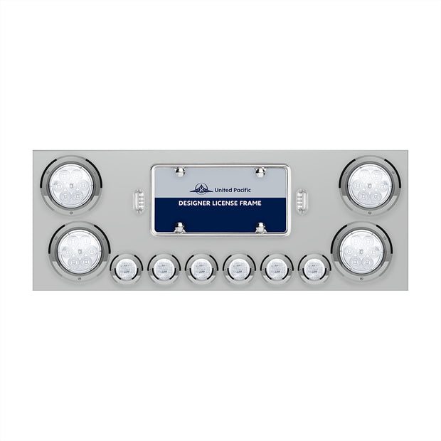 SS Rear Center Panel With 4X 7 LED 4" Reflector Lights & 6X 9 LED 2" Lights -Red LED/Clear Lens