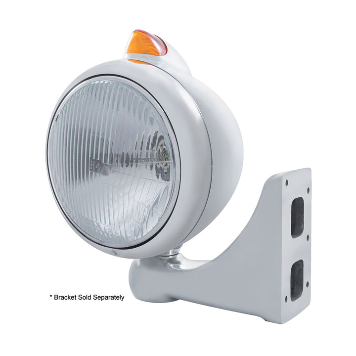 Chrome Guide 682-C Headlight H4 &amp; Original Style LED Signal - Amber Lens