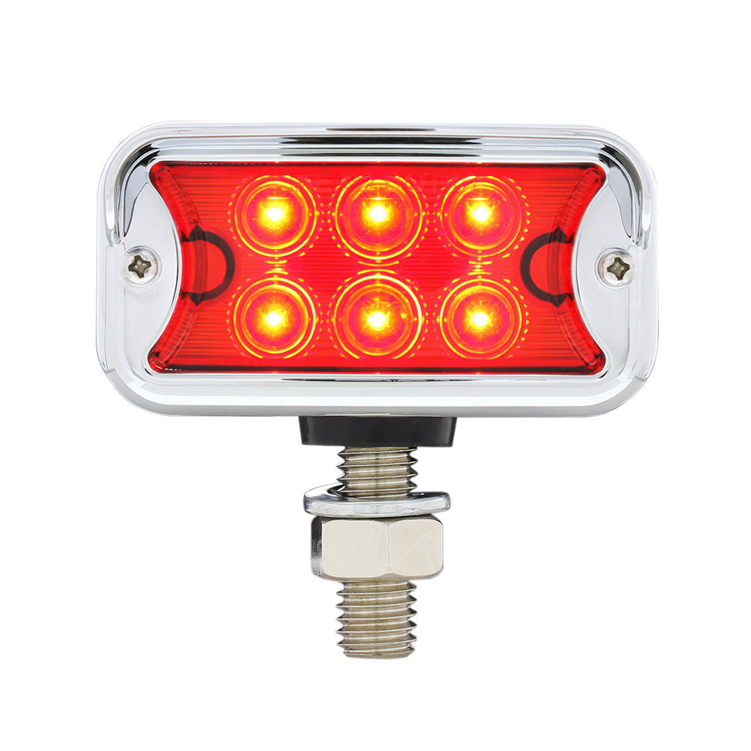 12 LED Dual Function Double Face Light W/Visor - T-Mount - Amber &amp; Red LED/Amber &amp; Red Lens