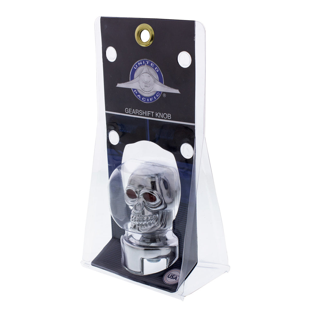 Skull Head Gearshift Knob With 13/15/18 Speed Adapter - Chrome