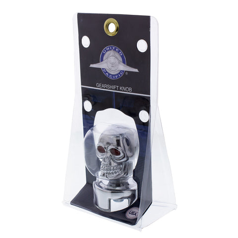 Skull Head Gearshift Knob With 13/15/18 Speed Adapter - Chrome