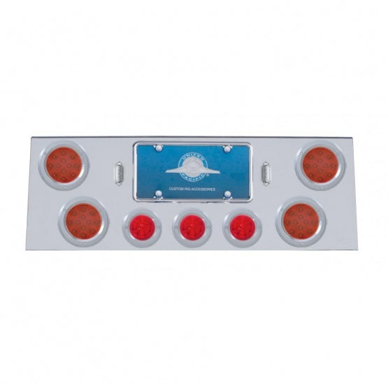 SS Rear Center Panel +4X LED 4" Refl. Light & 3X LED 2-1/2" Beehive Light & Bezel-Red LED & Lens