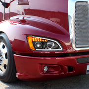 Black Full LED Projection Headlight With Turn Signal & Position Light Bar For 2008-2017 Kenworth T660 - Passenger
