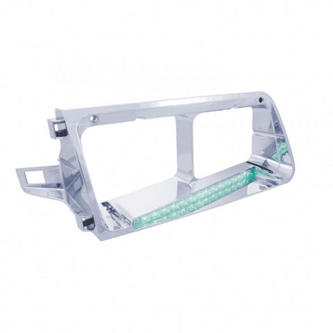 14 LED Headlight Bezel For 1989-2009 Freightliner FLD - Driver - Green LED/Clear Lens