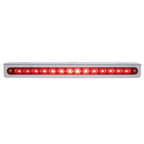 Stainless Light Bracket With 14 LED 12" Sequential Light Bar (Left to Right) - Red LED/Red Lens