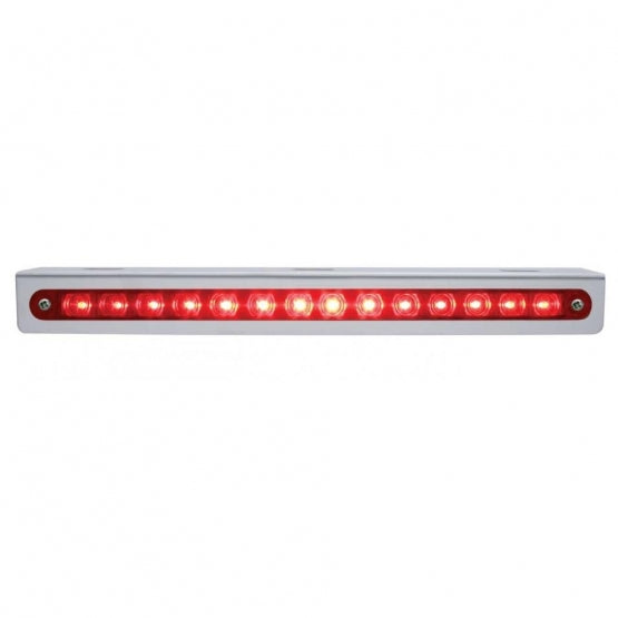 Stainless Light Bracket With 14 LED 12" Sequential Light Bar (Left to Right) - Red LED/Red Lens