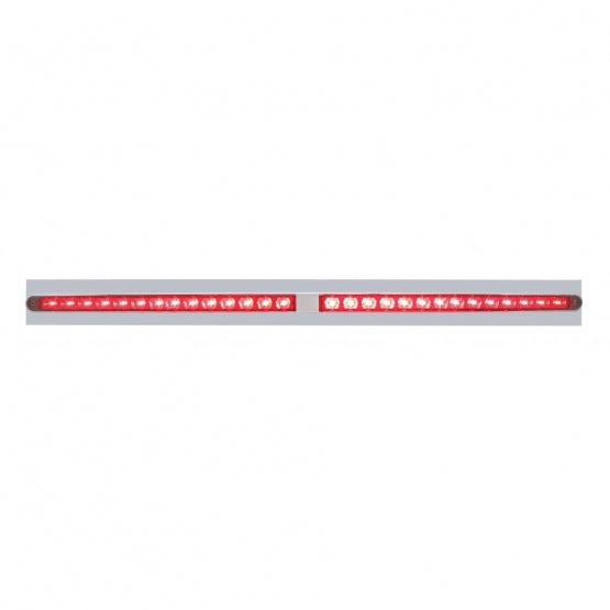 Chrome Top Mud Flap Plate With Two 14 LED 24" Light Bars - Red LED/Red Lens (Each)