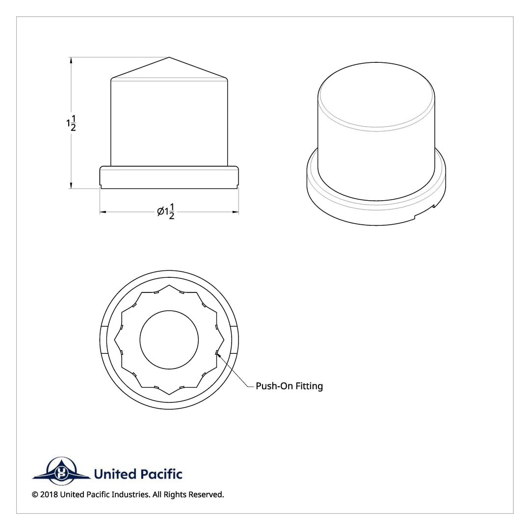 15/16" X 1-1/2" Chrome Plastic Pointed Nut Covers - Push-On (10-Pack)