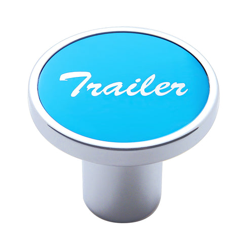 Aluminum Screw-On Air Valve Knob With Trailer Script Sticker - Blue Sticker