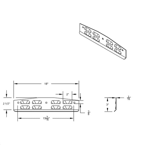 3" X 18" Chrome Louvered Bottom Mud Flap Plate - Bolt Thru