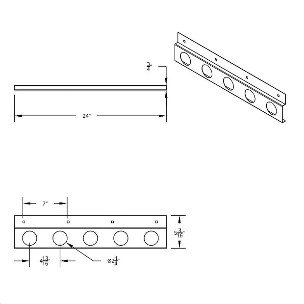 Stainless Top Mud Flap Plate - Five 2" Light Cutout