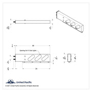 2-1/2" Bolt Pattern Stainless Spring Loaded Light Bar With 6X Oval Lights & Grommets (Pair)