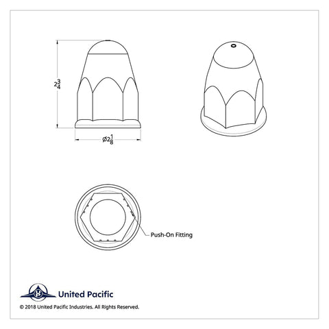 1-1/2" X 2-3/4" Chrome Plastic Slotted Bullet Nut Covers With Flange - Push-On (Color Box of 20)