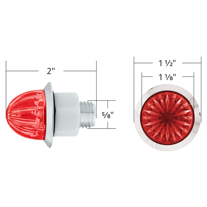 2 LED Dual Function 3/4" Mini Watermelon Light (Clearance/Marker) - Red LED/Red Lens