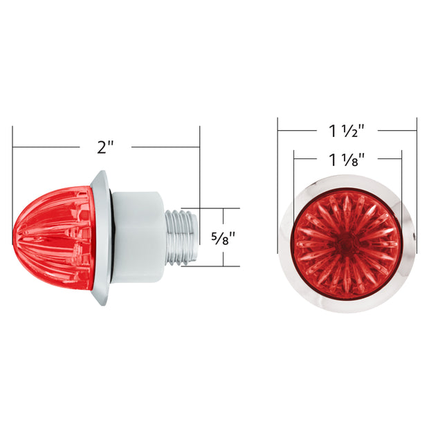 2 LED Dual Function 3/4" Mini Watermelon Light (Clearance/Marker) - Red LED/Red Lens