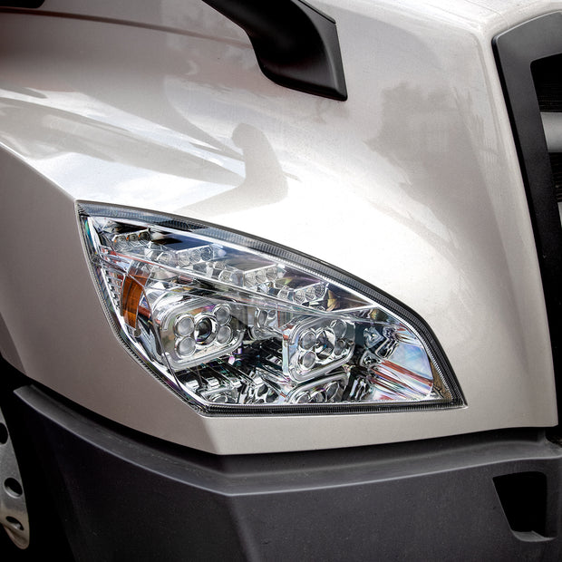 Chrome 10 LED Projector Headlight With LED Sequential Turn & DRL For 2018-2024 Cascadia - Passenger