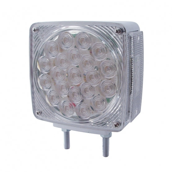 45 LED Double Stud Double Face Turn Signal Light (Driver) - Amber &amp; Red LED/Clear Lens
