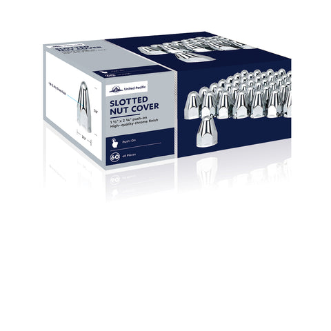 1-1/2" X 2-3/4" Chrome Plastic Bullet Nut Covers - Push-On (60-Pack)