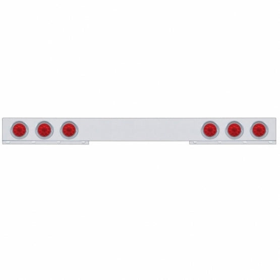 Stainless 1 Piece Rear Light Bar With 6X 10 LED 4" Lights &amp; Visors - Red LED/Red Lens