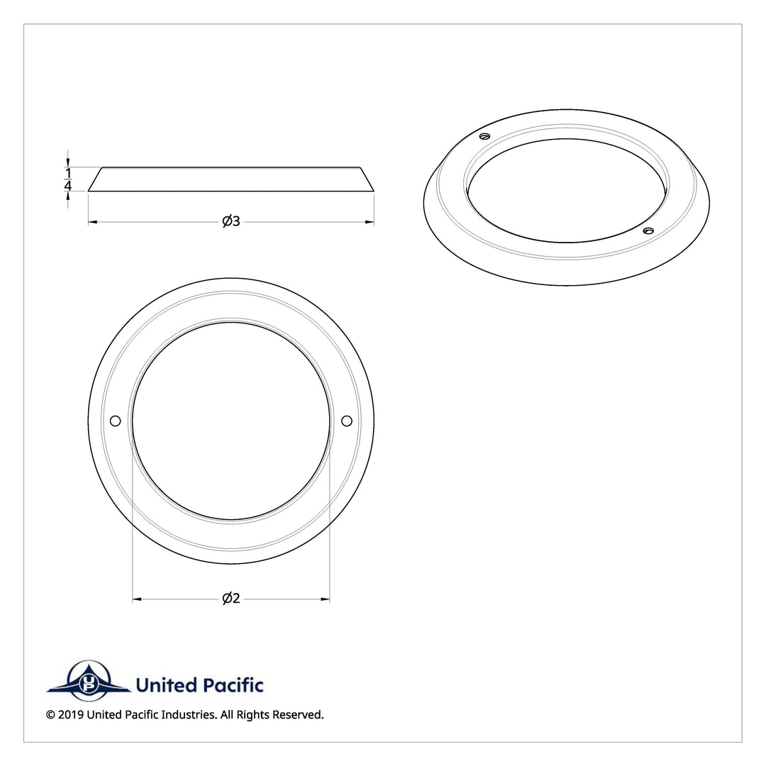 Stainless Steel Light Bezel For 2" Grommet Mounted Light United Pacific 20501