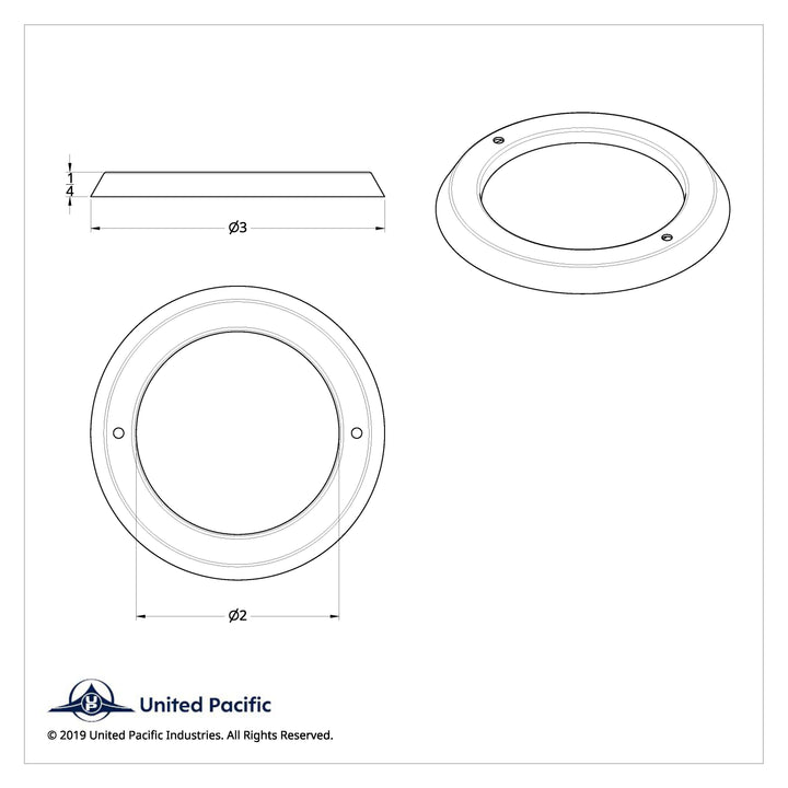 Stainless Steel Light Bezel For 2" Grommet Mounted Light United Pacific 20501