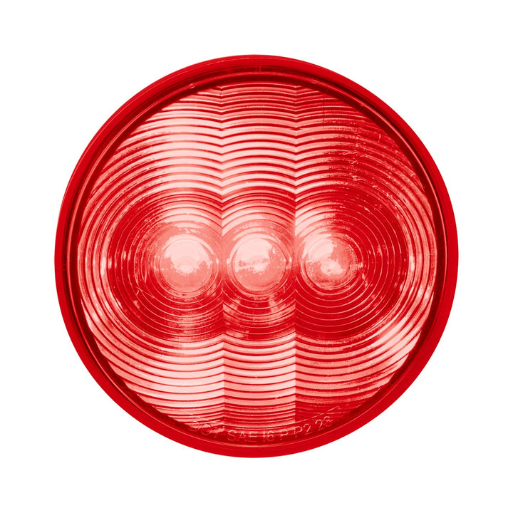 3 LED 4" Round Light (Stop, Turn, &amp; Tail)-Red LED/Red Lens