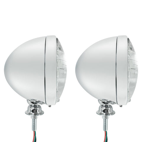 7" Chrome Dietz Style Headlight With 12 Volt 6014 Sealed Beam Bulb
