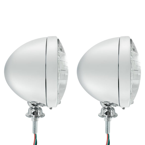 7" Chrome Dietz Style Headlight With 12 Volt 6014 Sealed Beam Bulb