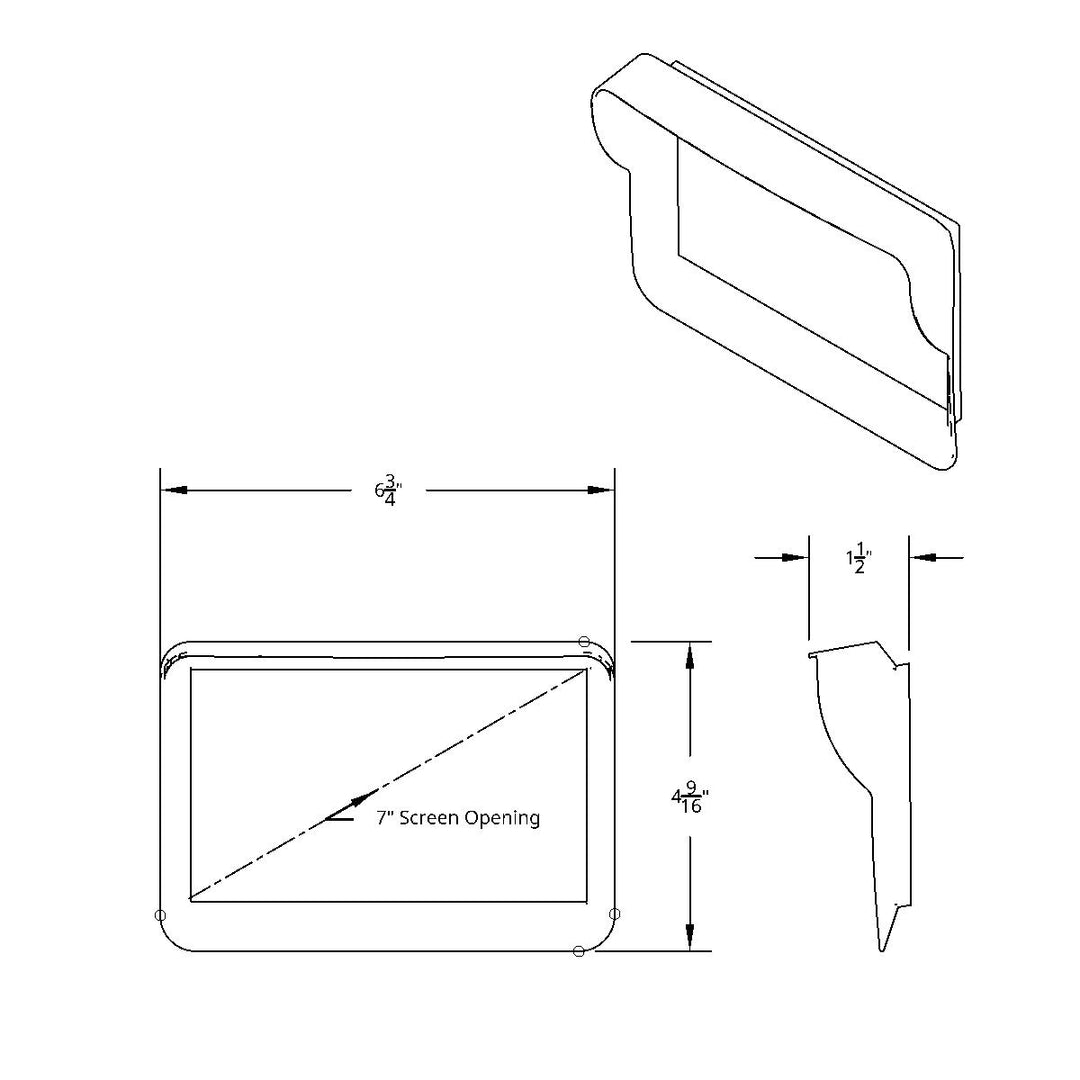 Chrome Plastic 7" Navigation Screen Bezel For 2012-2021 Peterbilt 579
