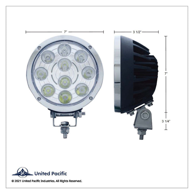 10 High Power 3-Watt LED 7" Driving Light - 1300 Lumens