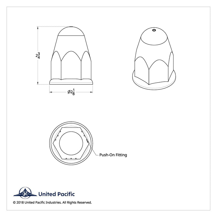 1-1/2" X 2-3/4" Chrome Plastic Slotted Bullet Nut Covers With Flange - Push-On (Color Box of 20)