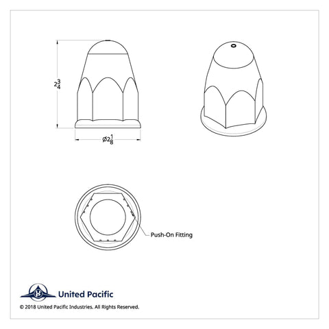 1-1/2" X 2-3/4" Chrome Plastic Slotted Bullet Nut Covers With Flange - Push-On (Color Box of 20)