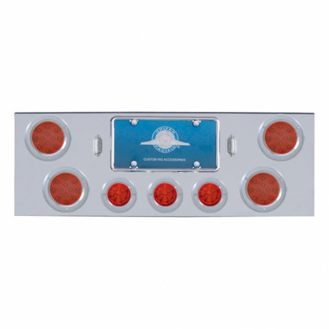 CR Rear Center Panel With 4X 12 LED 4" Reflector Lights & 3X 13 LED 2-1/2" Beehive Lights -Red LED & Lens