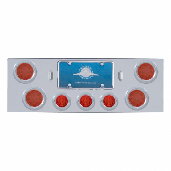 CR Rear Center Panel With 4X 12 LED 4" Reflector Lights & 3X 13 LED 2-1/2" Beehive Lights -Red LED & Lens