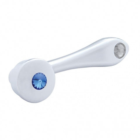 Chrome Die-Cast Window Crank With 16-Spline 7/16” OD Adapter - Blue Crystal