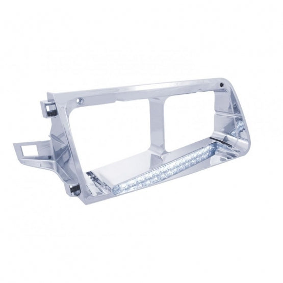 14 LED Headlight Bezel For 1989-2009 Freightliner FLD - Driver - White LED/Clear Lens