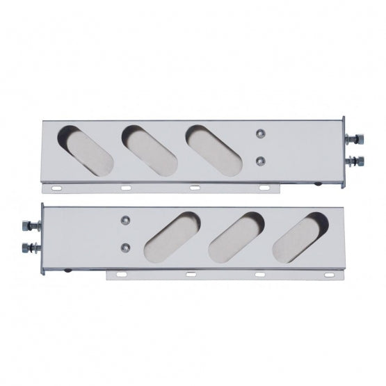 2-1/2" Bolt Pattern Chrome Spring Loaded Light Bar With 6X Oval Light Cutouts (Pair)