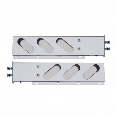 2-1/2" Bolt Pattern Chrome Spring Loaded Light Bar With 6X Oval Light Cutouts (Pair)