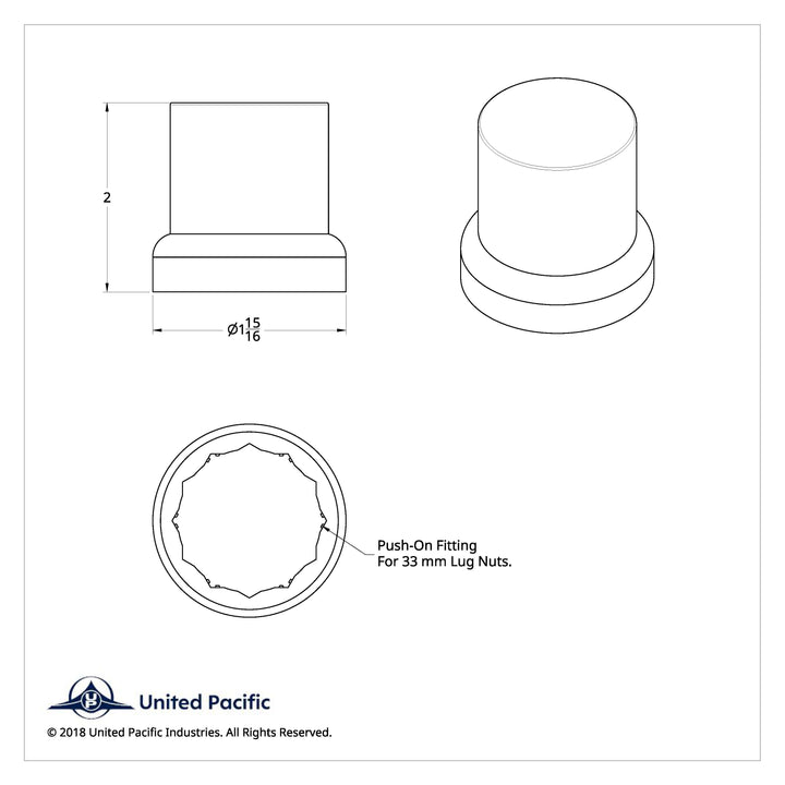 33mm X 2" Chrome Plastic Flat Top Nut Covers With Flange - Push-On (10-Pack)