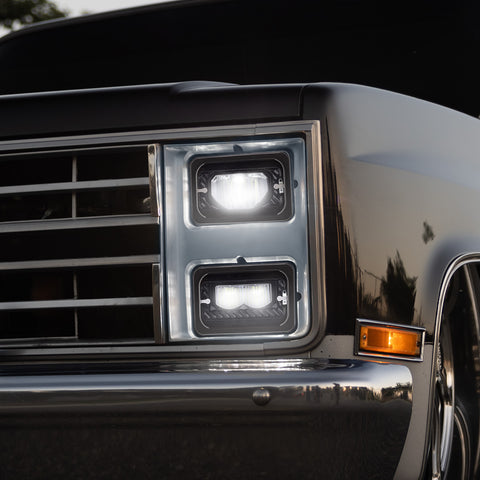 ULTRALIT - Heated 4" X 6" LED Headlight With Glass Lens & Aluminum Housing - High Beam - Black