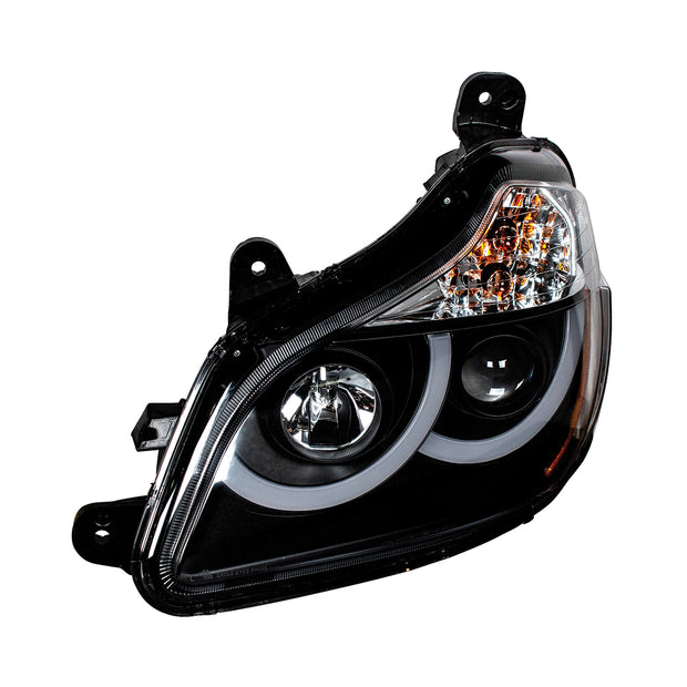 Black Projection Headlight With LED Position Light For 2013-2021 Kenworth T680 - Driver