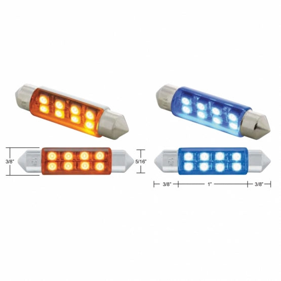 8 SMD High Power Micro LED 211-2 Dome Light Bulb - Amber (2-Pack)