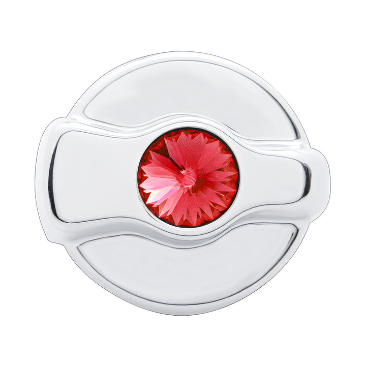 Chrome Plastic A/C Control Knob For 2005 &amp; Older Peterbilt- Red Crystal