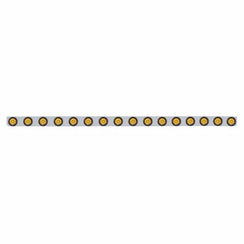 79-1/2" Stainless Bumper Light Bracket With 16X 9 LED 2" Light & Grommets - Amber LED/Amber Lens