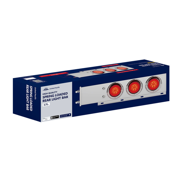 3-3/4" Bolt Pattern Chrome Spring Loaded Bar With 6X 4" 13 Red LED Abyss Lights &amp; Visors - Clear Lens (Pair)
