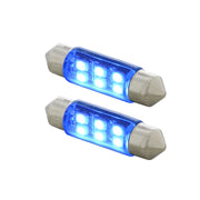 6 SMD High Power Micro LED 6418/6461-36mm Dome Light Bulb - Blue (2-Pack)