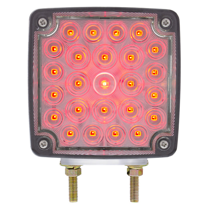 52 LED Double Stud Double Face Turn Signal Light (Passenger) - Amber &amp; Red LED/Clear Lens