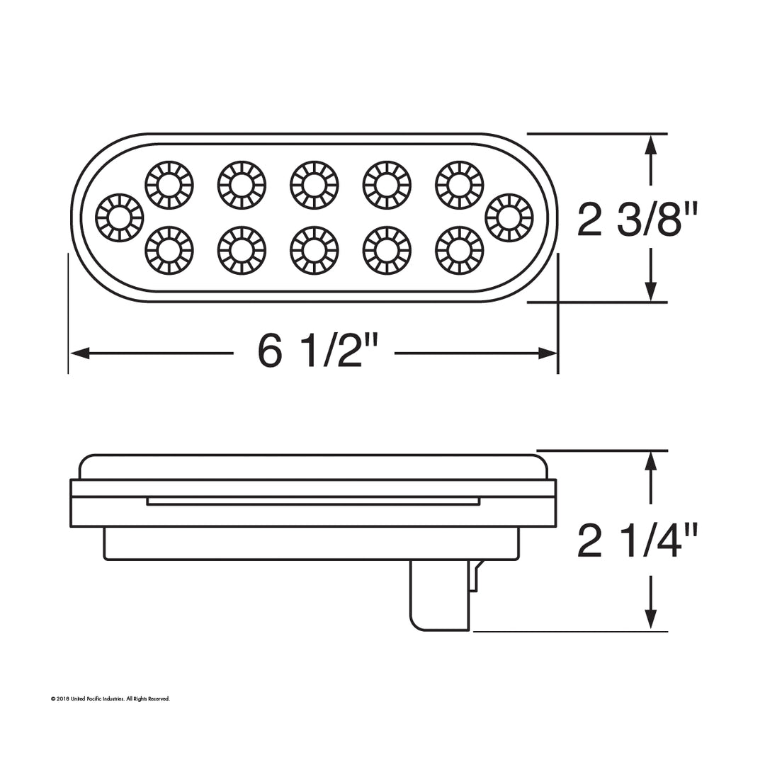 12 LED 6" Oval Reflector Light (Stop, Turn &amp; Tail) - Red LED/Clear Lens
