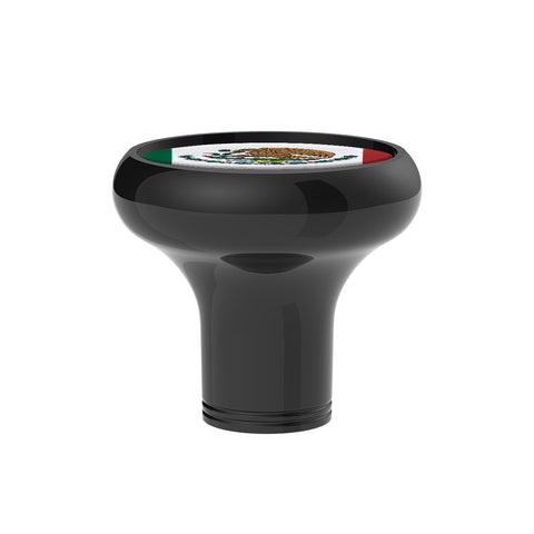 1/2"-13 Thread-On Gearshift Knob With Mexico Flag Sticker - Black